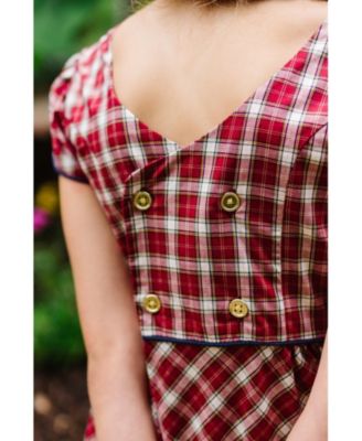 Toddler Girls Short Sleeve Button Back Schoolgirl Dress