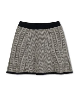 Girls Long Sleeve Cardigan and Skirt Sweater Set with Trim