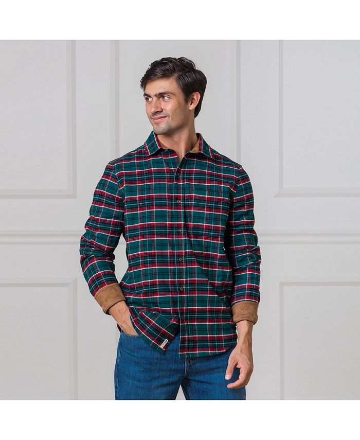 Hope & Henry Men's Flannel Shirt with Suede Detail - Macy's