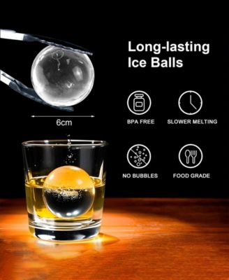 4-Cavity BPA-Free Silicone Ice Ball Maker with Insulated Bucket