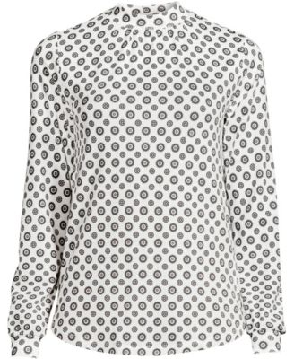 Women's Plus Size Jersey Long Sleeve Gathered Mock Neck Tee