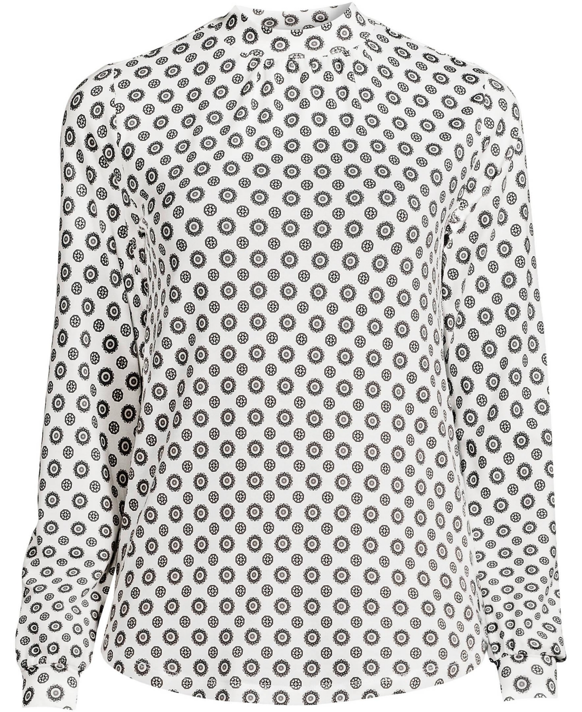 Lands' End Women's Plus Size Jersey Long Sleeve Gathered Mock Neck Tee