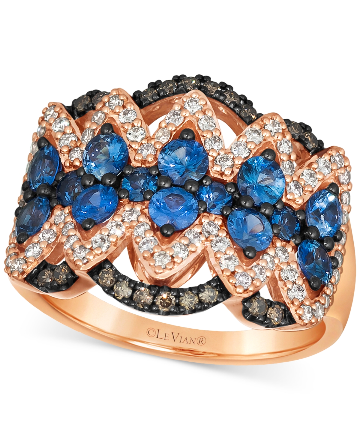 Le Vian Blueberry Sapphire (1-1/6 Ct. T.w.) & Diamond (5/8 Ct. T.w.) Crown Ring In 14k Rose Gold In K Strawberry Gold Ring