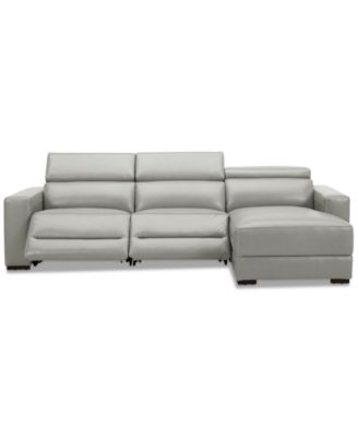 Nevio 115" 3-Pc. Leather Sectional with 2 Power Recliners, Headrests and Chaise, Created For Macy's