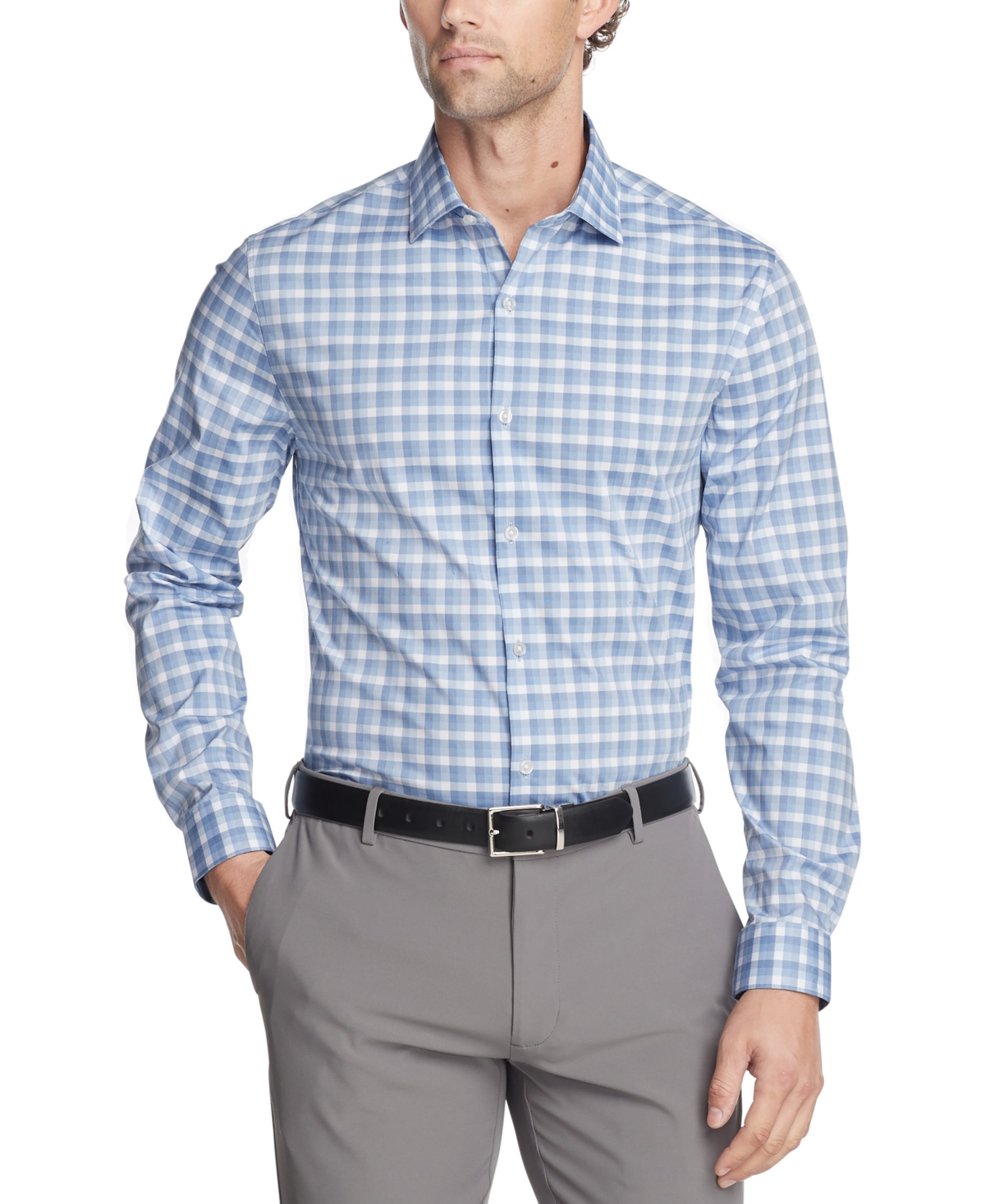 Kenneth Cole Reaction Men s Techni Cole Slim Fit Flex Stretch Dress Shirt Azure Smart Closet