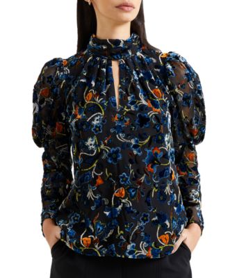 French Connection - Women's Avery Burnout Puff-Sleeve Top