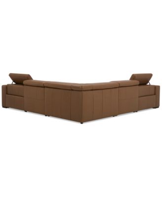 Nevio 124" 5-Pc. Leather Sectional with 2 Power Recliners and Headrests, Created For Macy's