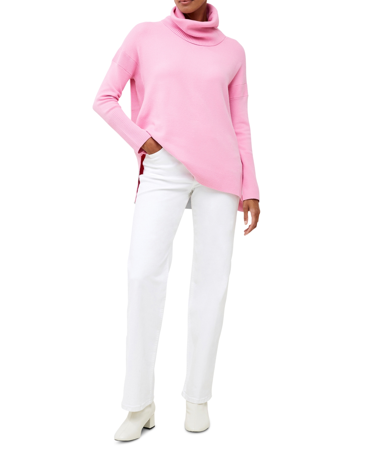 French Connection Women's Ribbed Cowlneck Sweater In Rosebloom