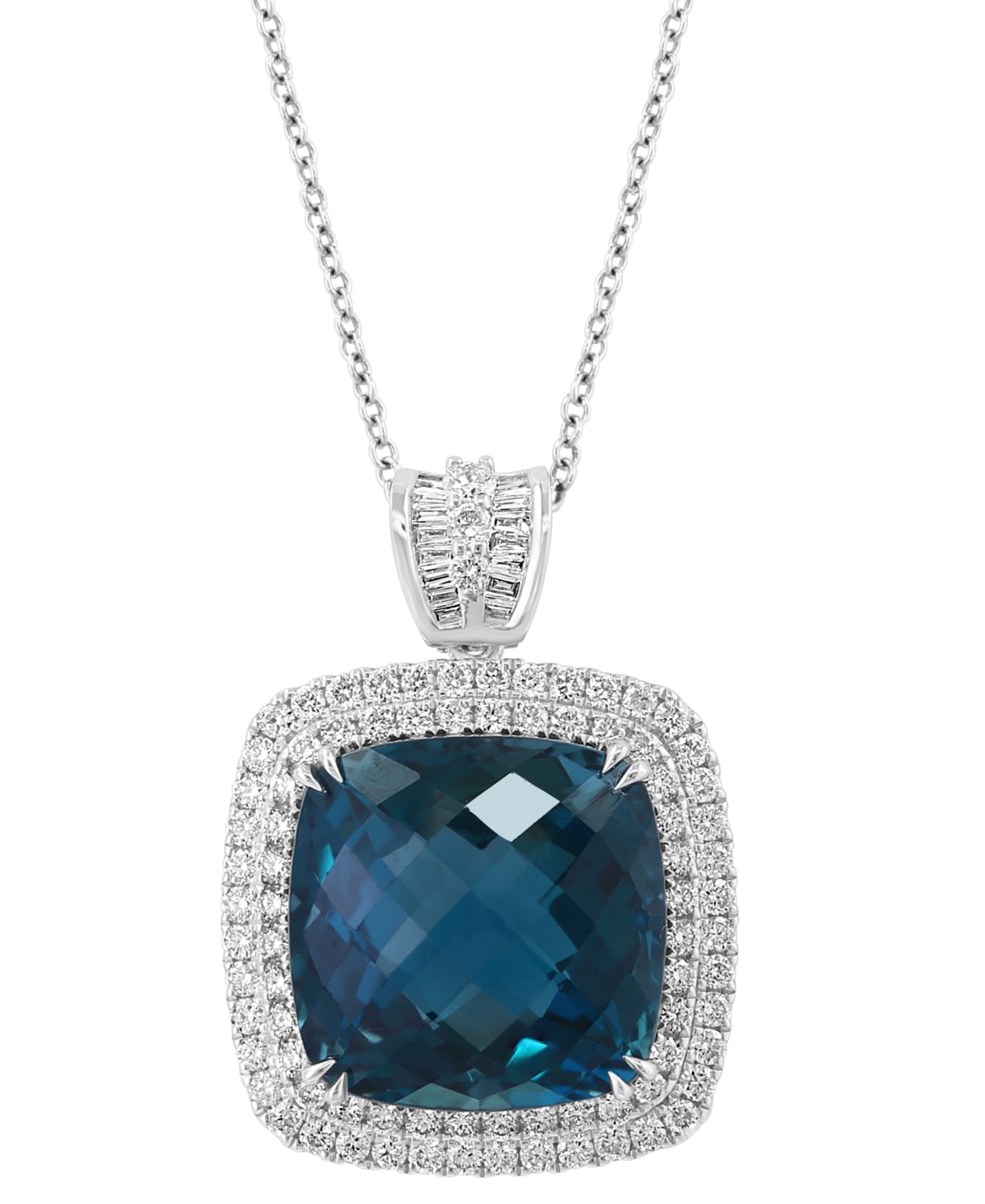 Effy London Blue Topaz (11-3/4 ct. t.w.) & Diamond (7/8 ct. t.w.) Halo 18