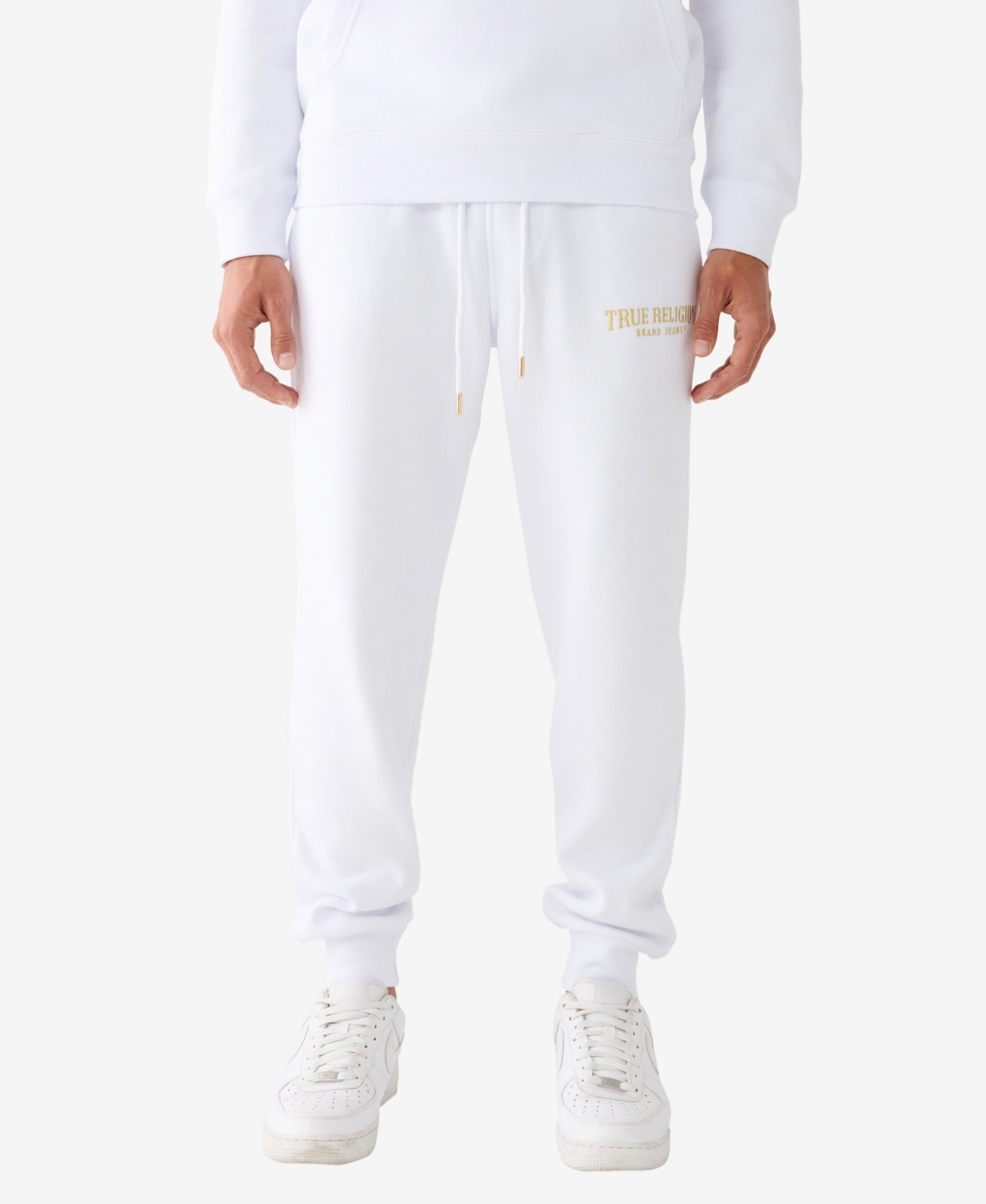 True Religion Men's Shine Arch Logo Classic Jogger Pants In Optic White