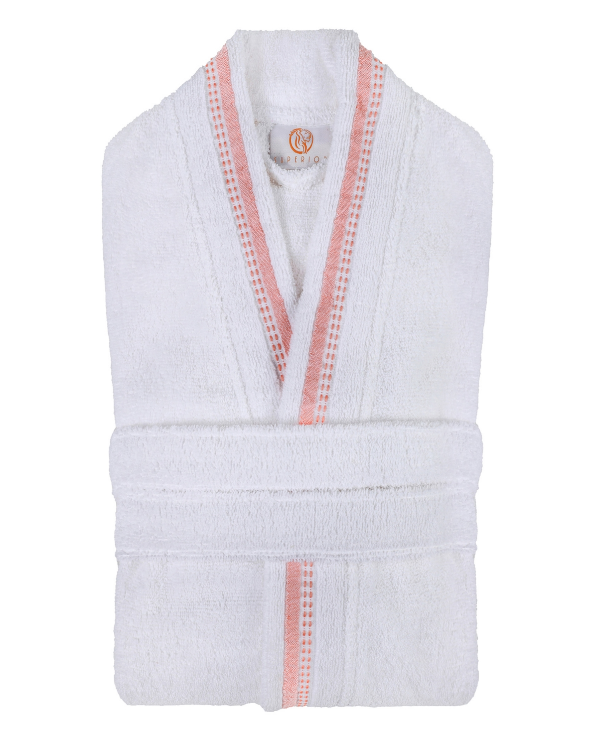 Shop Superior Unisex Tinsel Lounge Cotton Terry Bathrobe With Embroidery In Emberglow,white