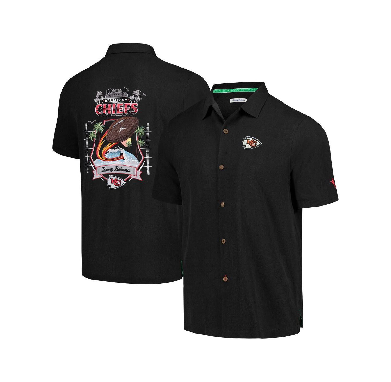 Men's Black Kansas City Chiefs Tidal Kickoff Camp Button-Up Shirt