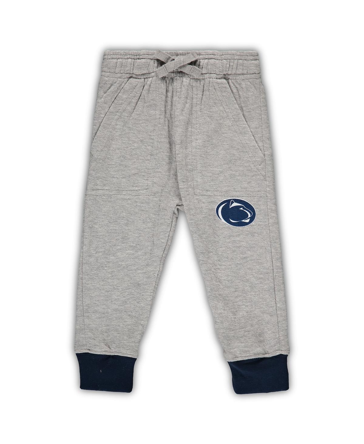 Wes & Willy Infant  Heathered Gray/navy Penn State Nittany Lions Jie Jie Long Sleeve Bodysuit & Pants In Heathered Gray,navy