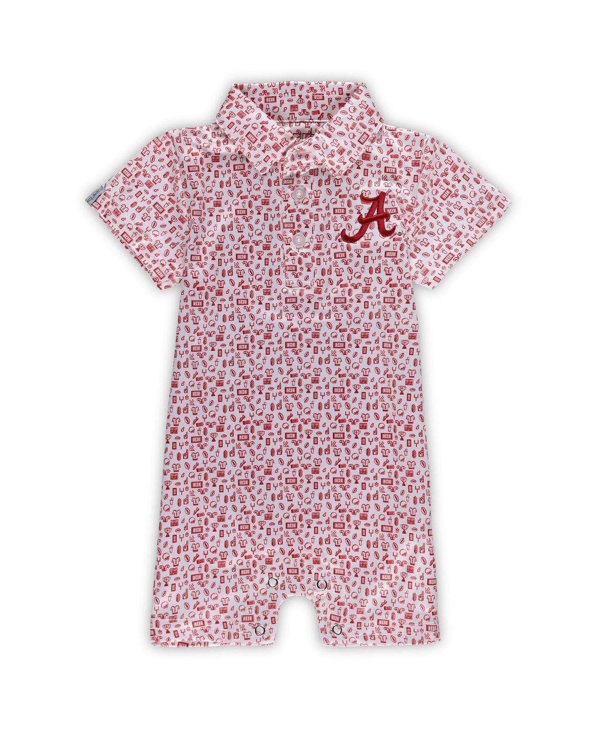 Shop Garb Infant Boys And Girls  White Alabama Crimson Tide Crew All-over Print Polo Bodysuit