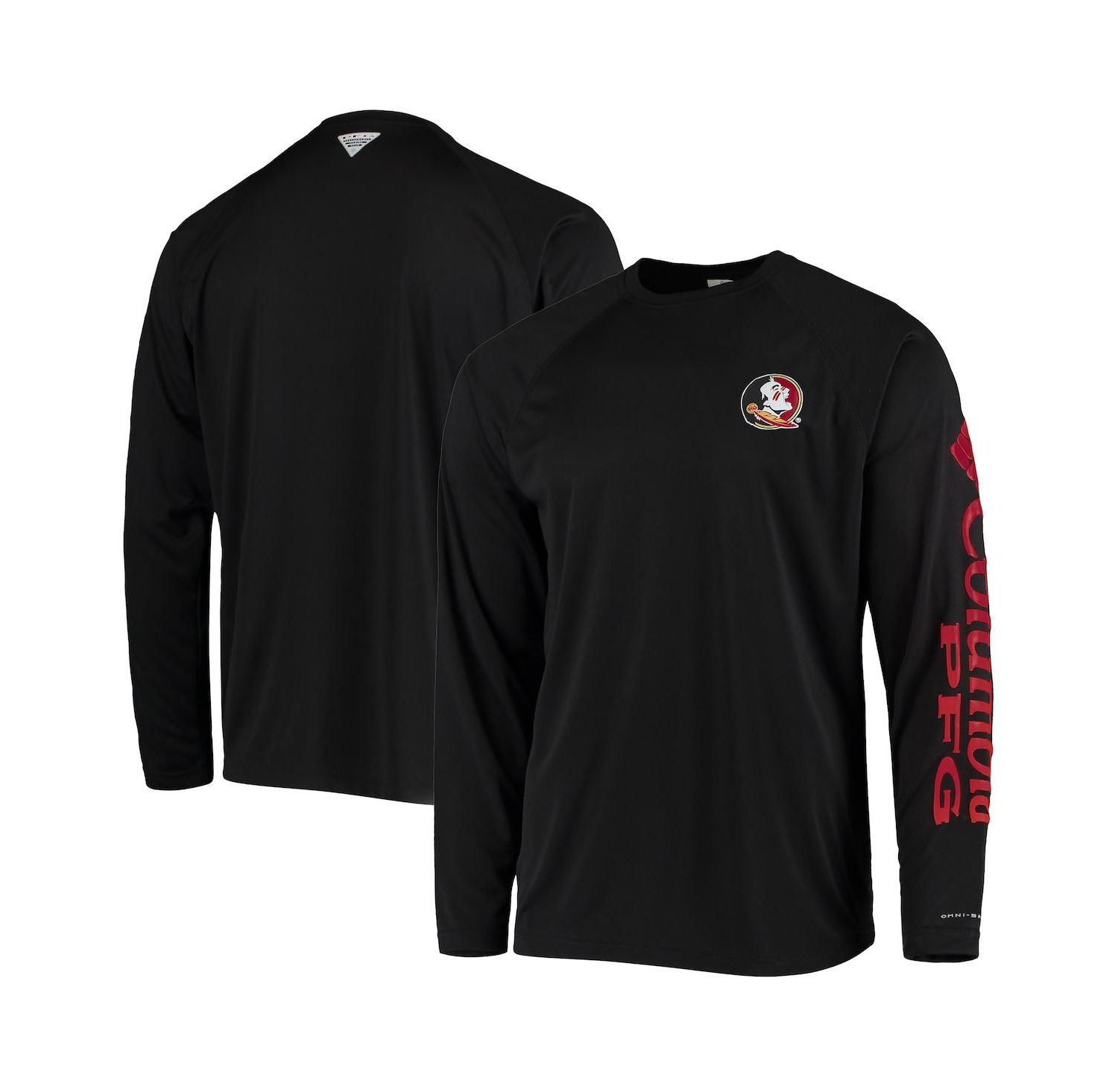 Men's Black Florida State Seminoles Terminal Tackle Omni-Shade Raglan Long Sleeve T-shirt