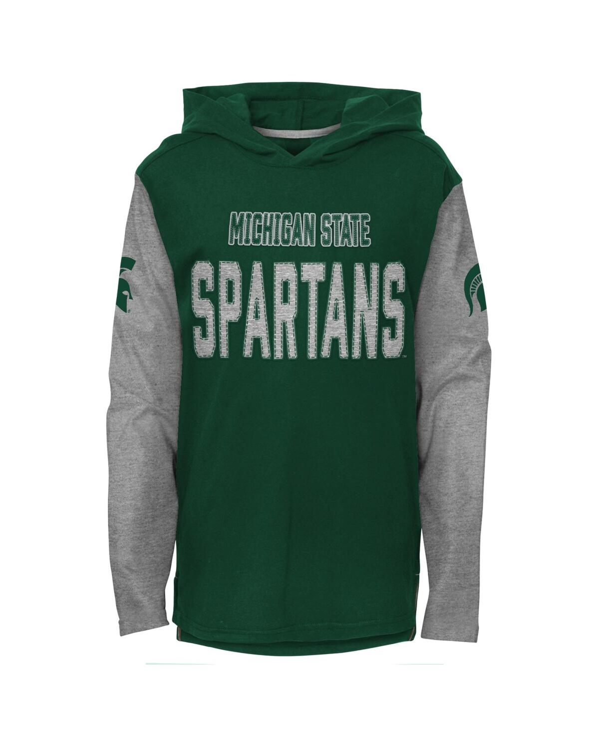 Shop Outerstuff Big Boys Green Michigan State Spartans Heritage Hoodie Long Sleeve T-shirt