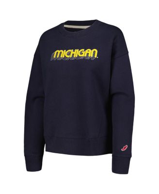 Women's Navy Michigan Wolverines Boxy Pullover Sweatshirt