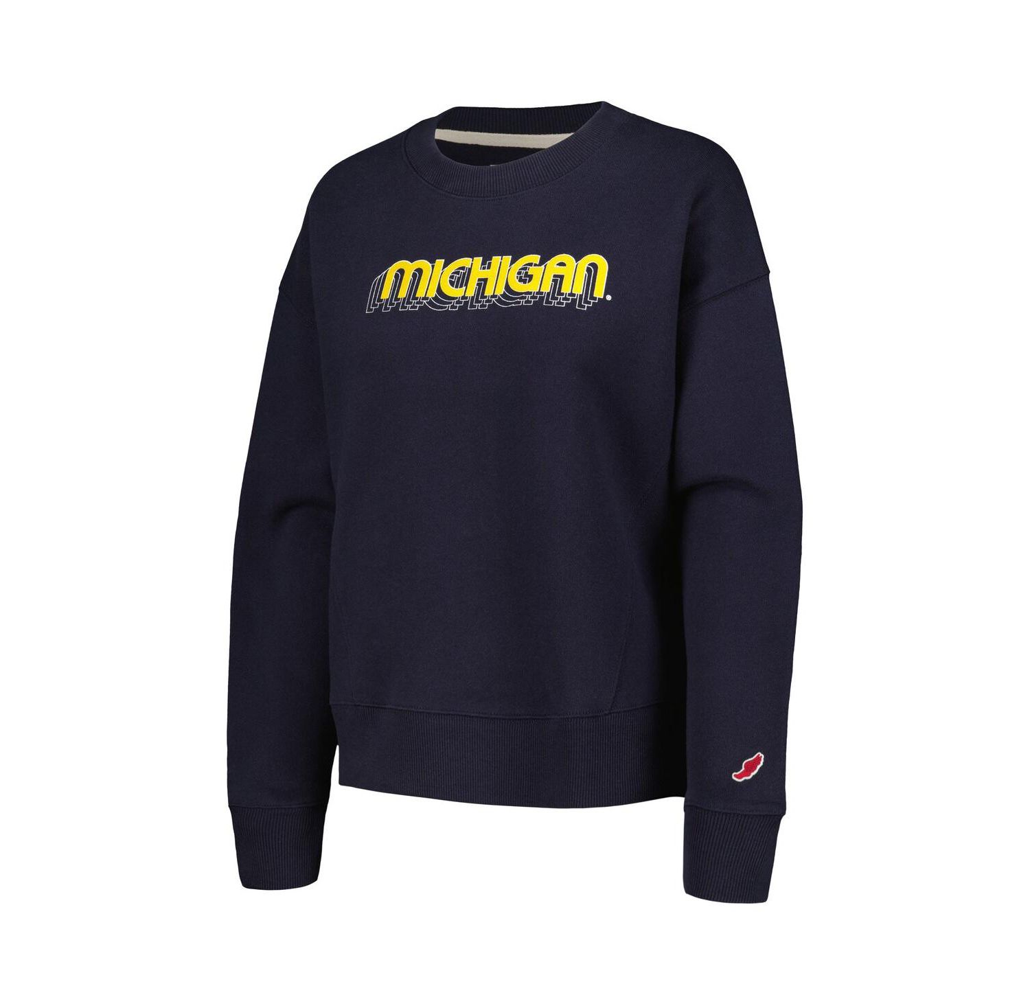 Women's Navy Michigan Wolverines Boxy Pullover Sweatshirt