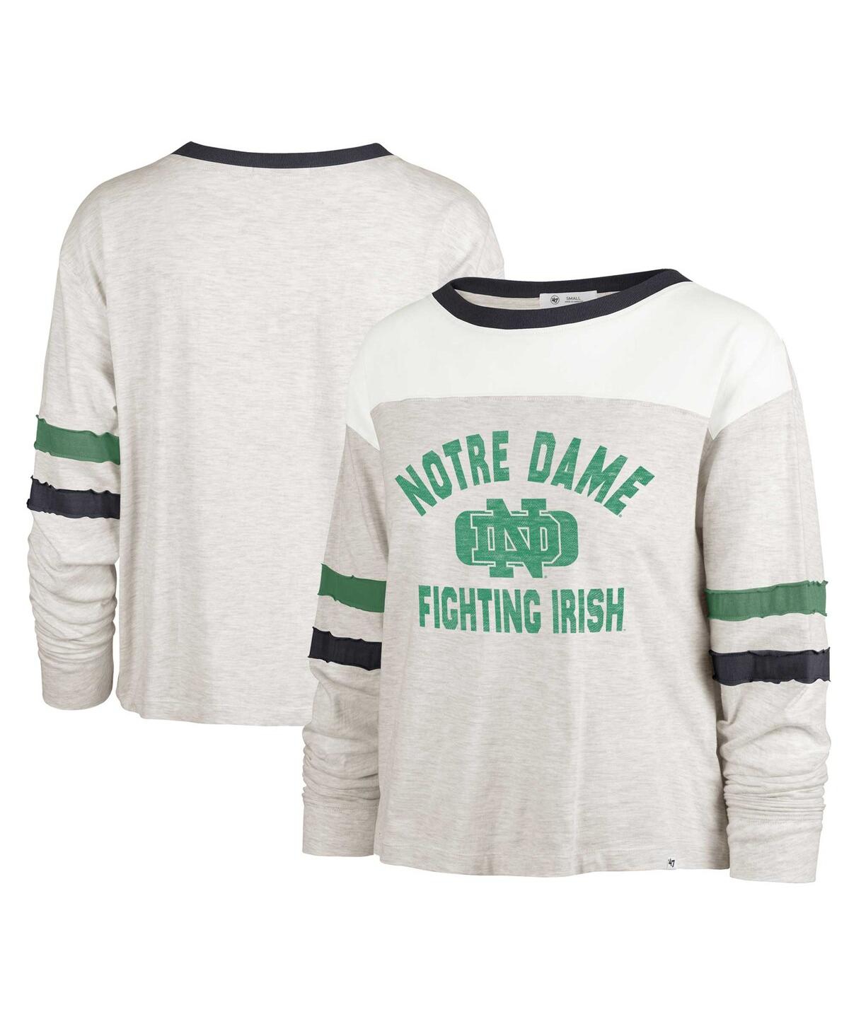 47 Brand Women's ' Oatmeal Distressed Notre Dame Fighting Irish All Class Lena Long Sleeve T-shirt