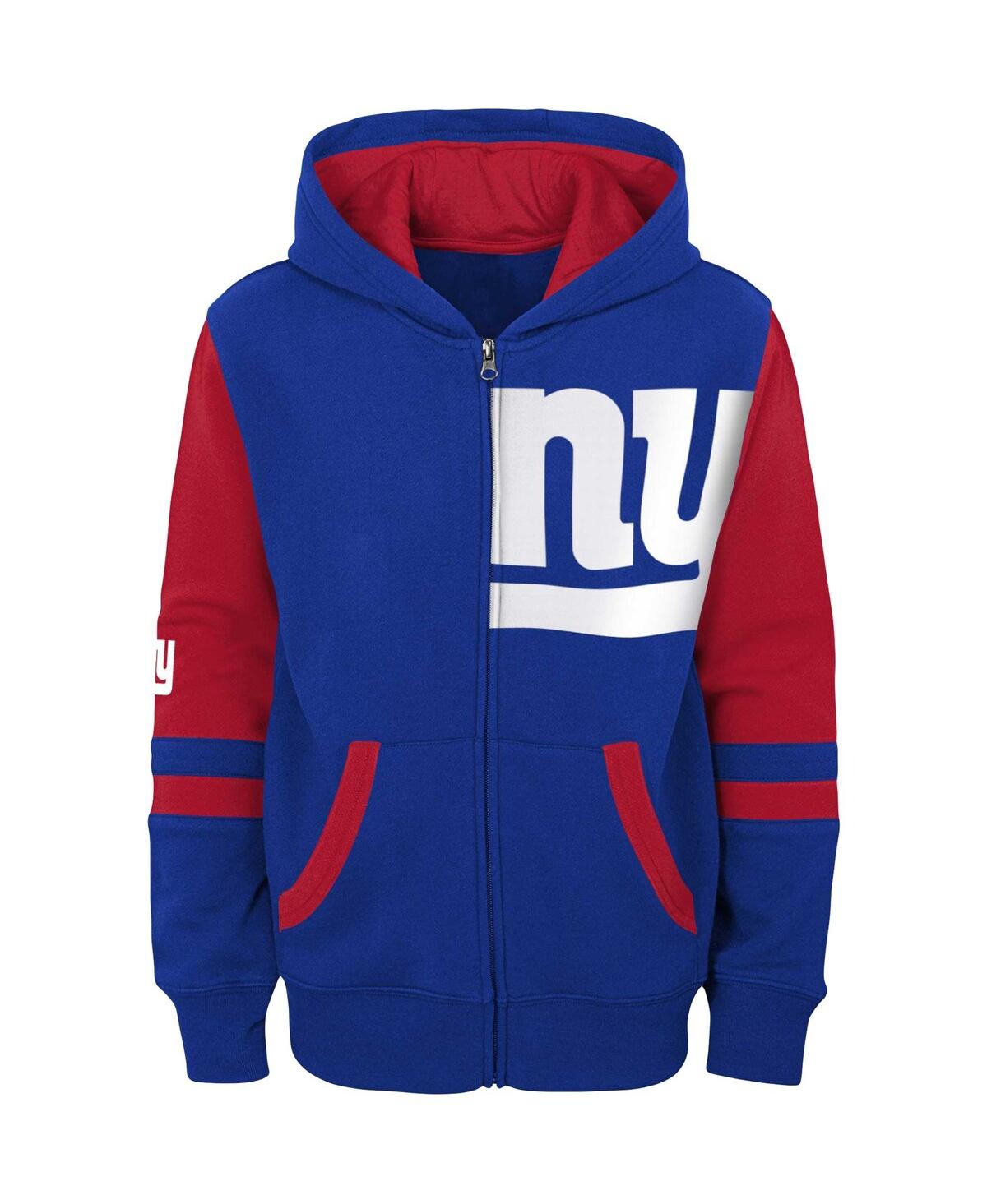 Outerstuff Youth Royal New York Giants Colorblock Full-zip Hoodie In Royal