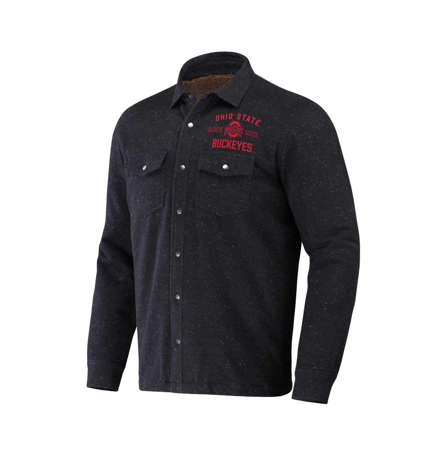 Мужские куртки Fanatics Darius Rucker Collection by Heather Charcoal Ohio State Buckeyes Sherpa-Lined Full-Snap Shacket — фото 2
