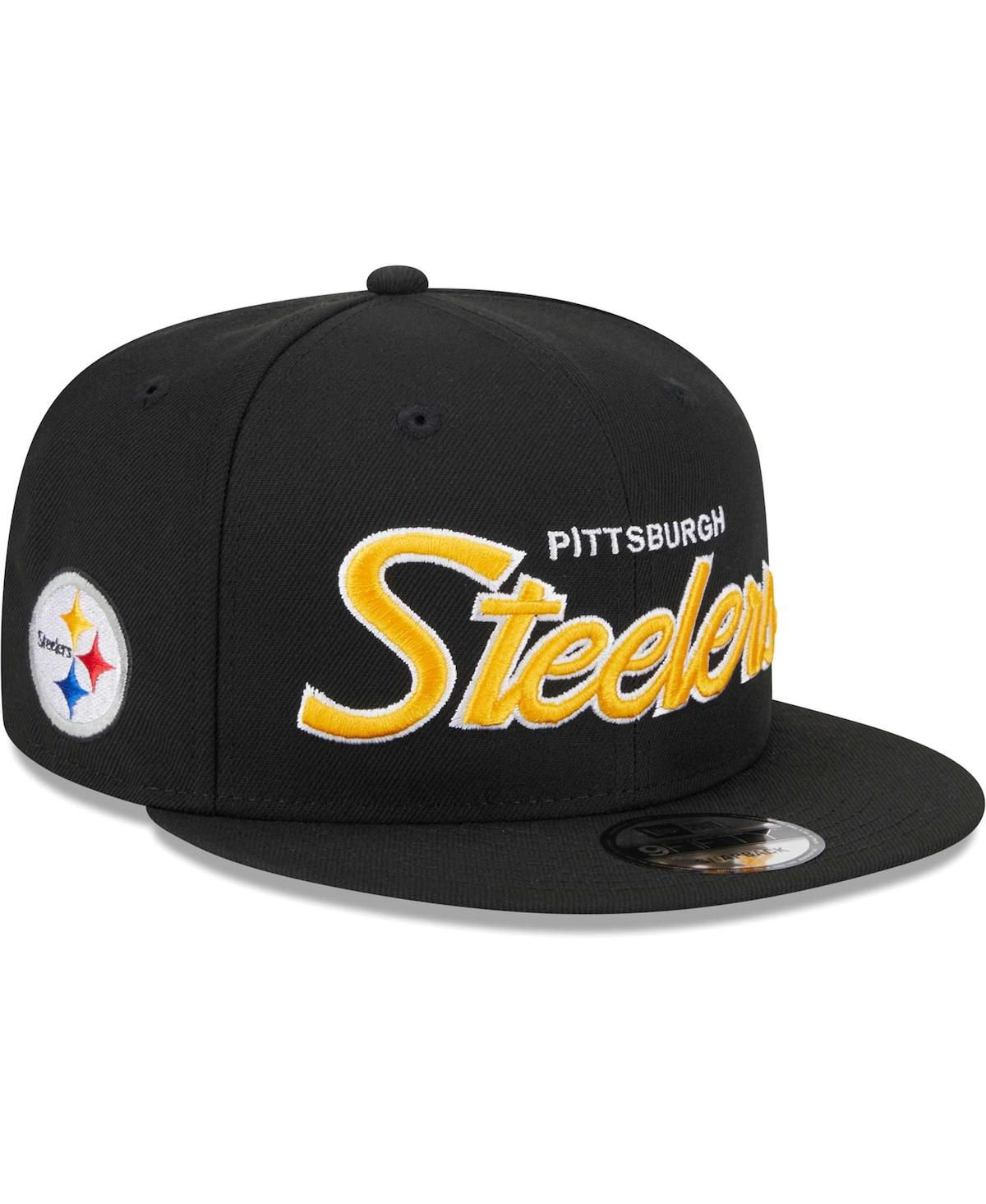 Мужская черная бейсболка Pittsburgh Steelers Main Script 9FIFTY Snapback