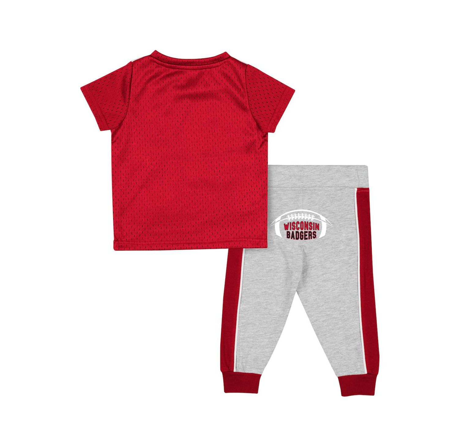 Infant Boys and Girls Red, Heather Gray Wisconsin Badgers Ka-Boot-It Jersey and Pants Set