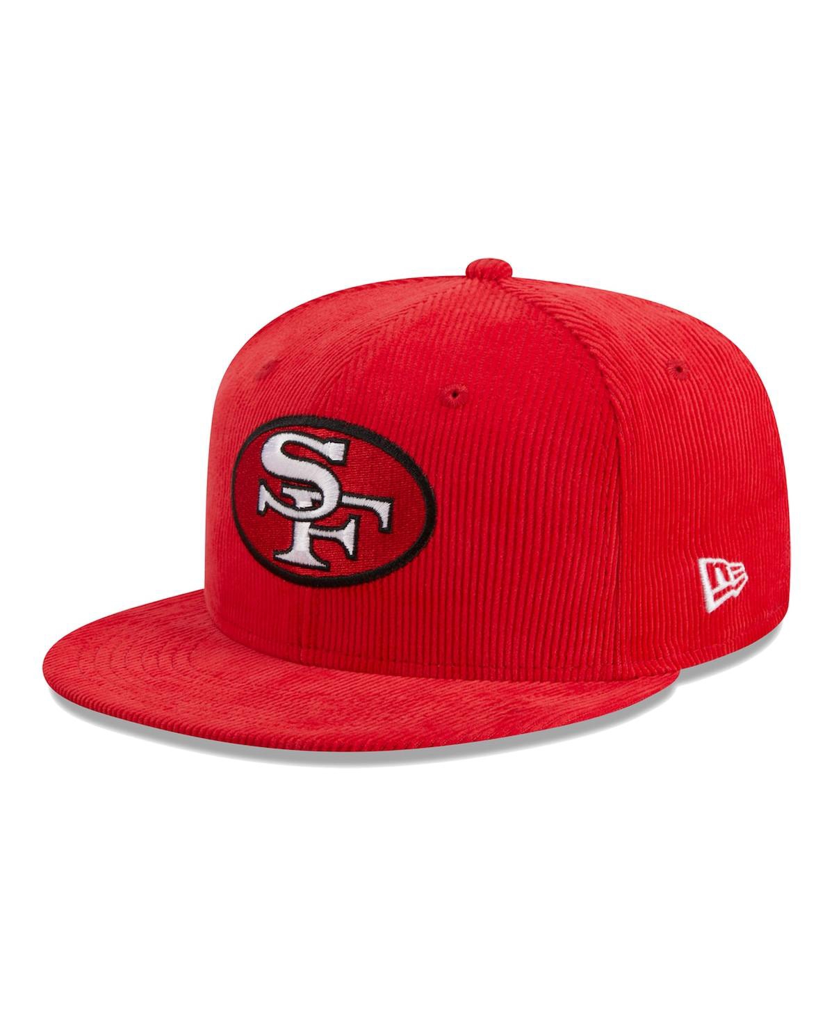 Shop New Era Men's  Scarlet San Francisco 49ers Throwback Cord 59fifty Fitted Hat