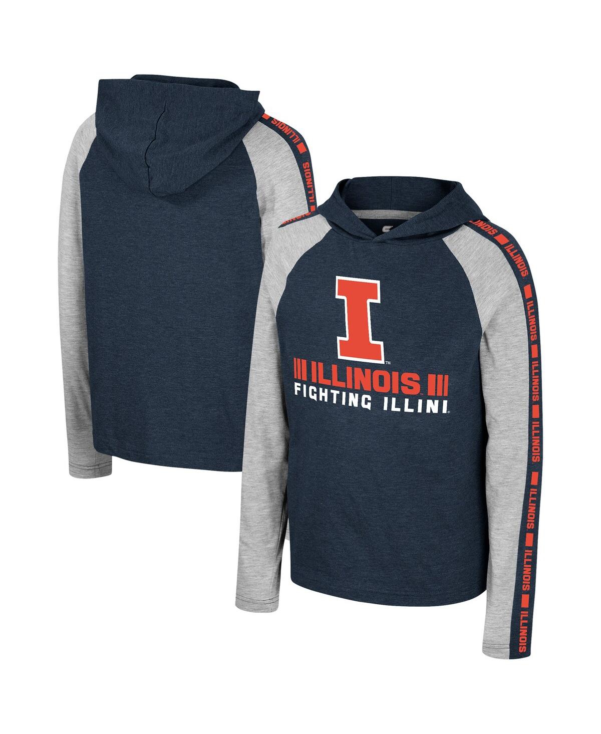 Shop Colosseum Big Boys  Navy Illinois Fighting Illini Ned Raglan Long Sleeve Hooded T-shirt