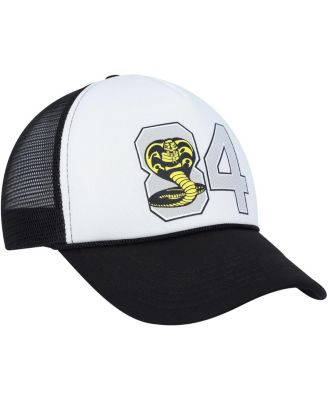 Men's and Women's White, Black Cobra Kai 84 Snapback Hat