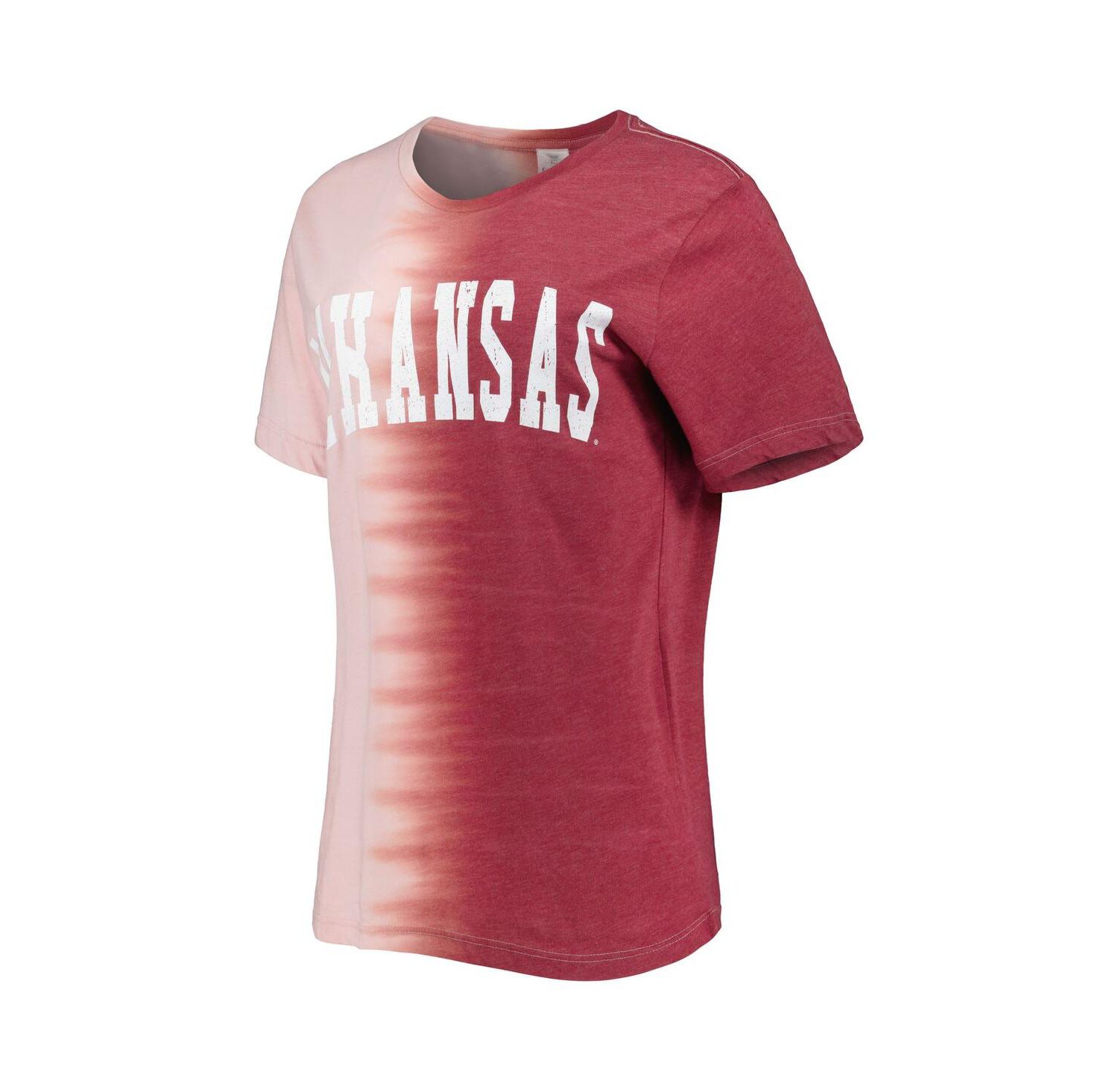 Women's Cardinal Distressed Arkansas Razorbacks Find Your Groove Split-Dye T-shirt