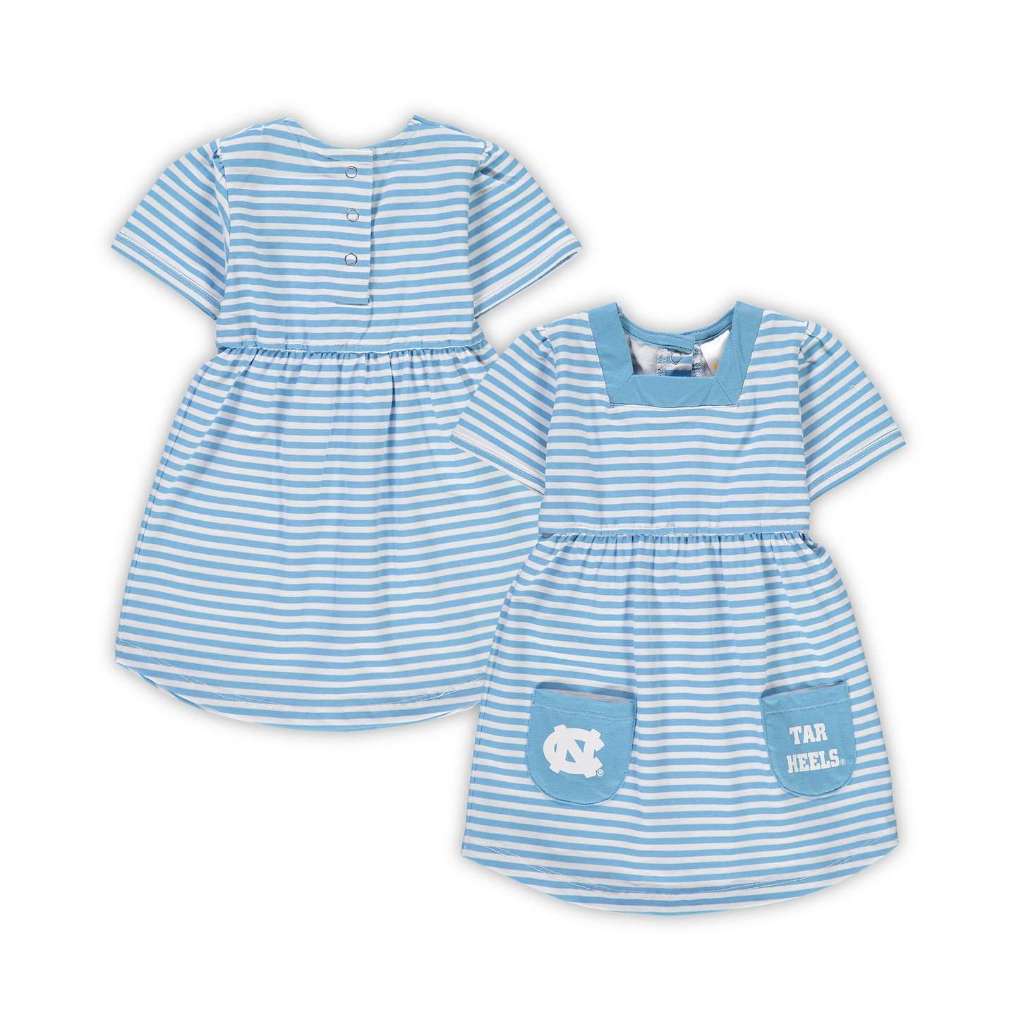 Платья Little King Apparel Carolina Blue North Carolina Tar Heels Striped with Pockets для девочек-малышей — фото 1