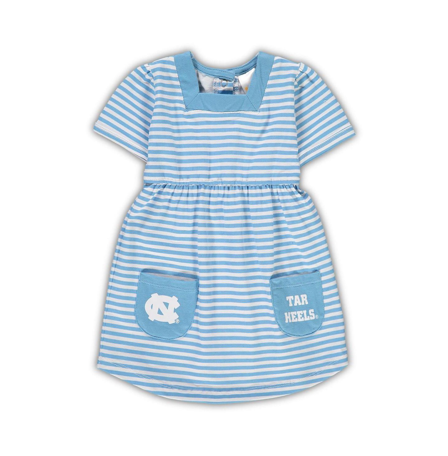 Платья Little King Apparel Carolina Blue North Carolina Tar Heels Striped with Pockets для девочек-малышей — фото 2