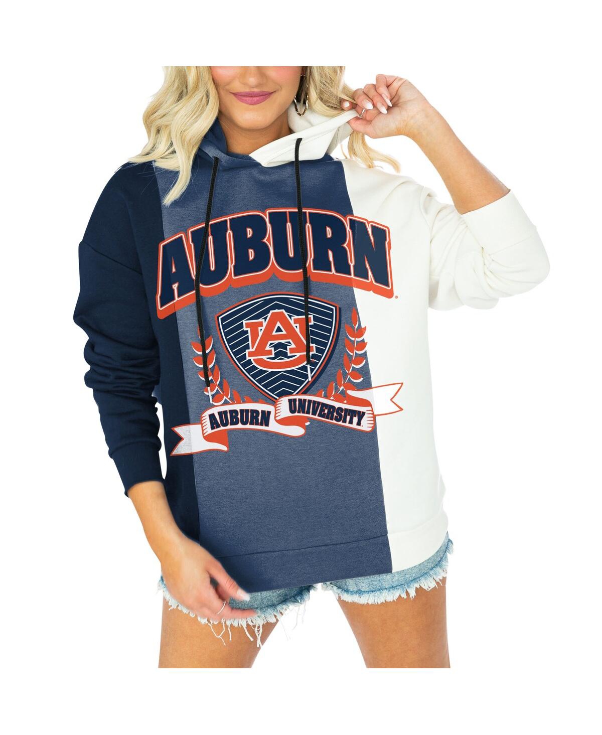 GAMEDAY COUTURE WOMEN'S GAMEDAY COUTURE NAVY AUBURN TIGERS HALL OF FAME COLORBLOCK PULLOVER HOODIE
