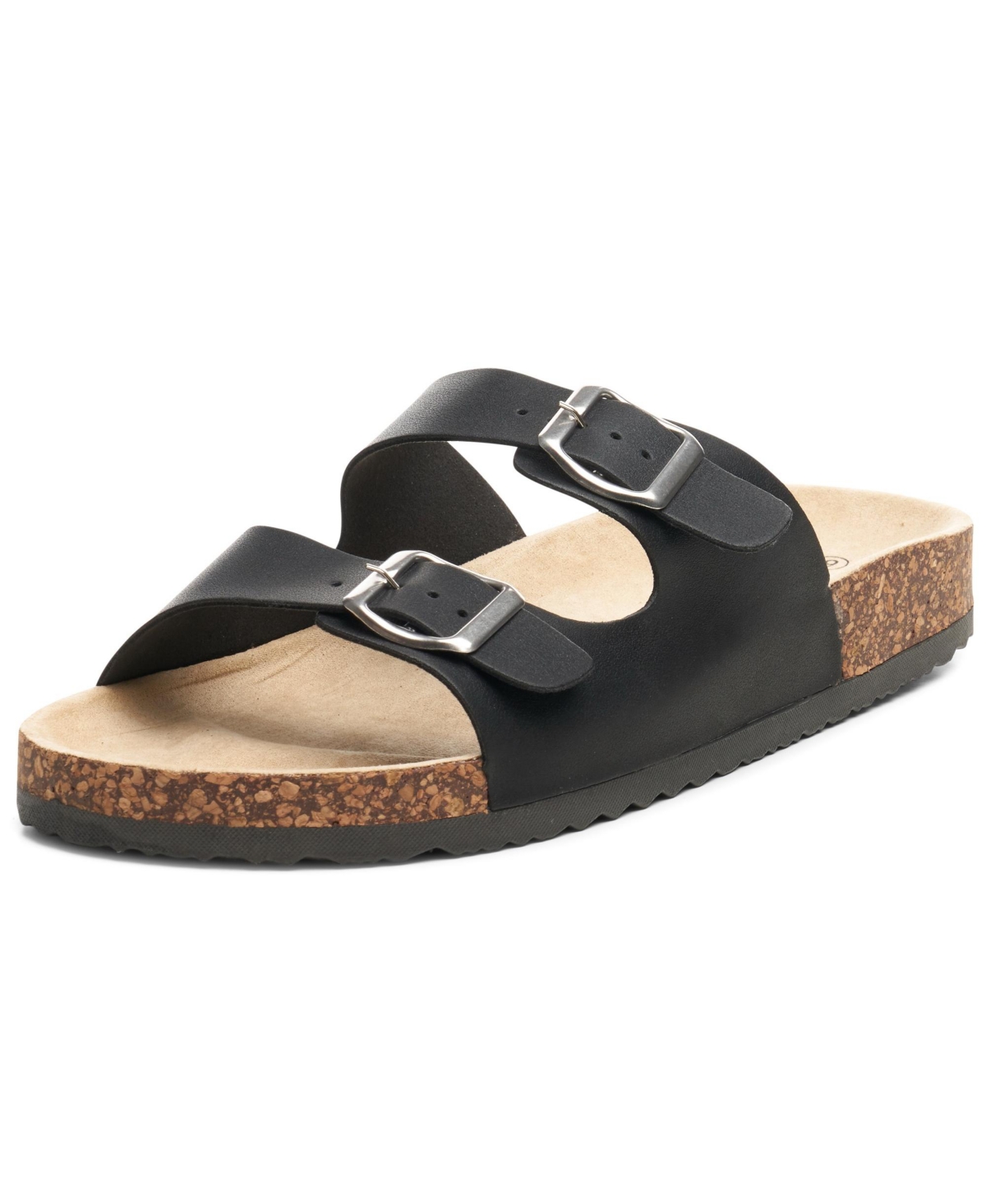 Mens Double Strap Casual Slides Flat Sandals - Brown