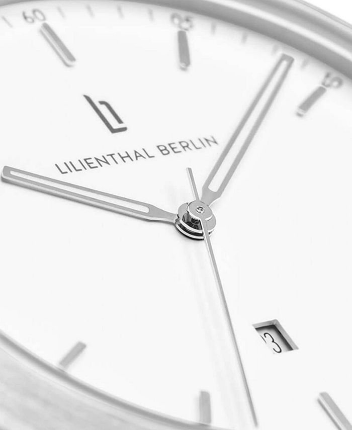 Lilienthal Berlin Unisex Huxley Silver White Brown Leather Watch 40mm