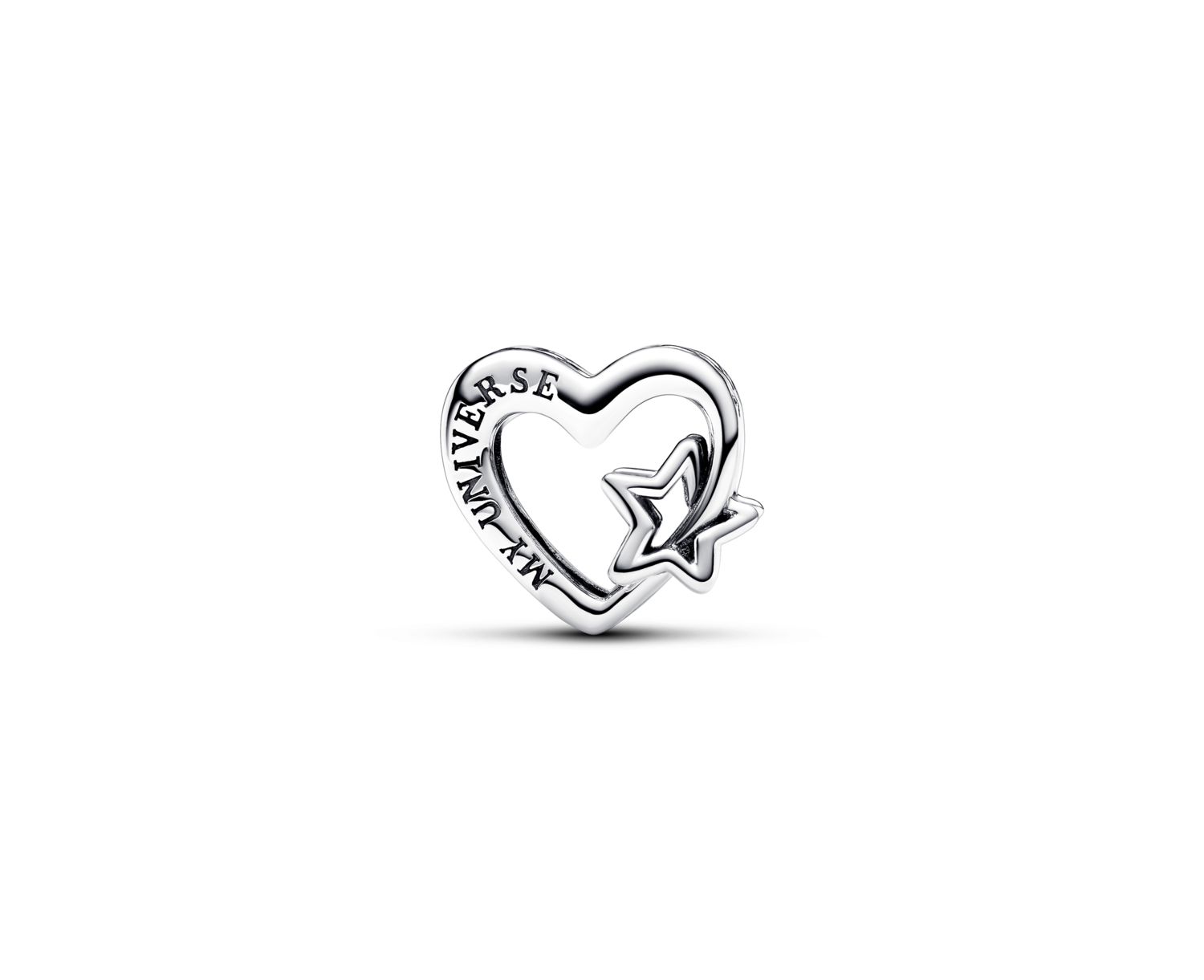 Sterling Silver Openwork Family Heart Star Charm