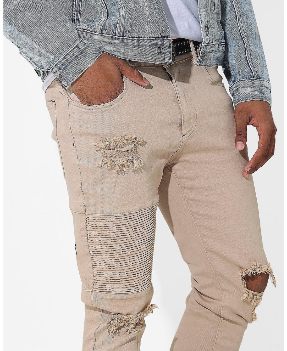 Men's Index Distressed Biker Jeans - Bone