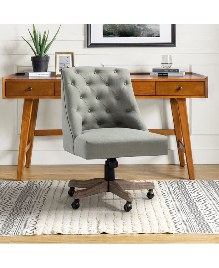 Hulala Home Modern Upholstered Tufted Armless Home Office Chair Macy's