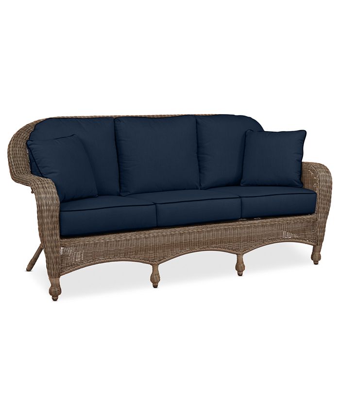 Furniture Sandy Cove Wicker Outdoor Sofa Custom Sunbrella®, Created