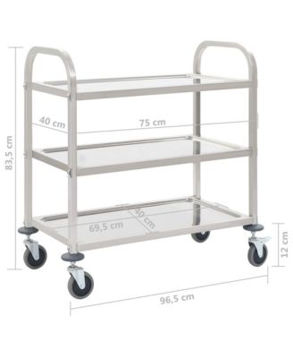 3-Tier Kitchen Trolley 37.4"x17.7"x32.9" Stainless Steel