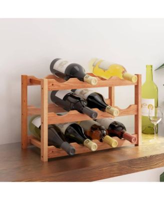 Wine Rack for 12 Bottles Solid Wood Walnut
