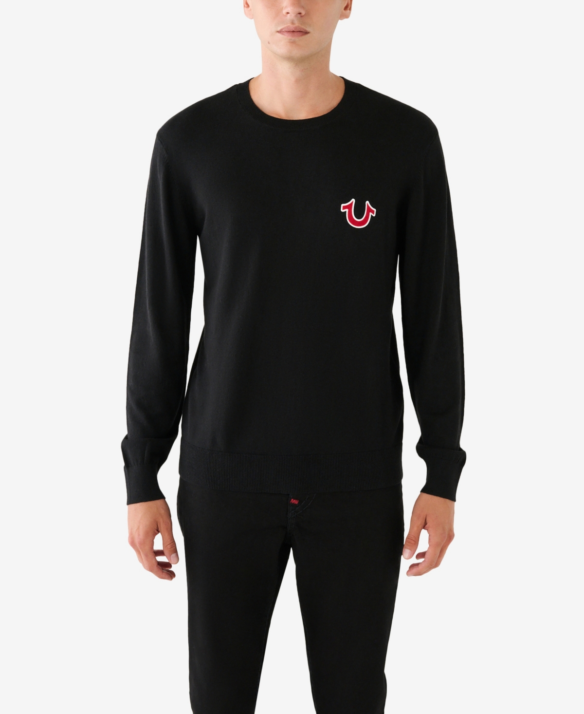 Shop True Religion Men's Crewneck Sweater In Jet Black