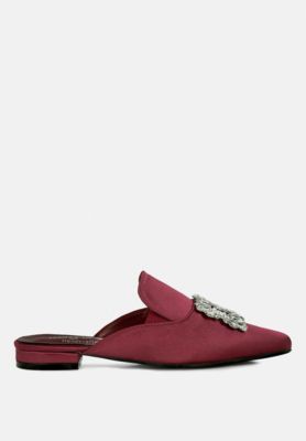 PERRINE Womens Diamante Brooch Slip On Mules