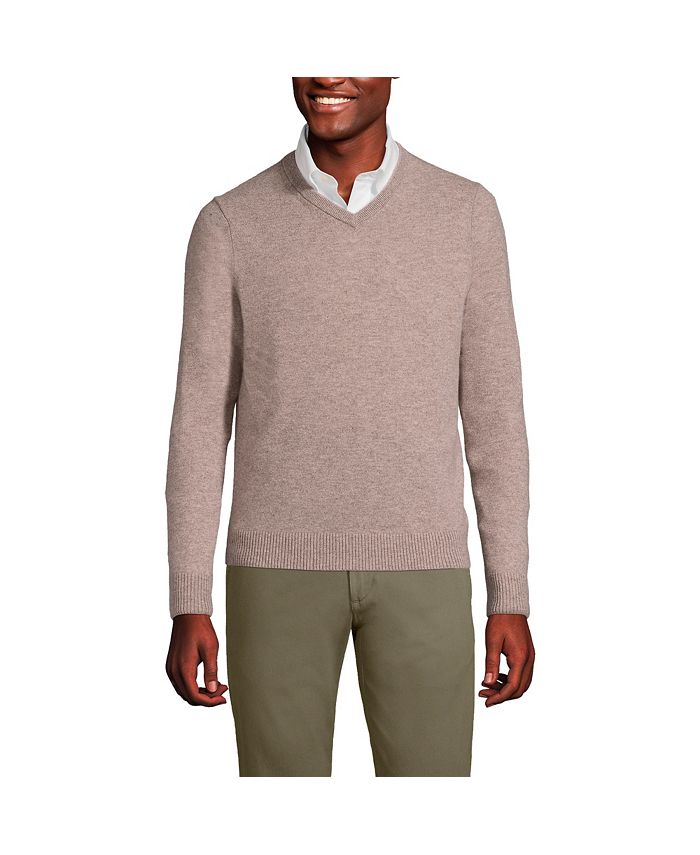 Lands' End Men's Fine Gauge Cashmere V-neck Sweater - Macy's