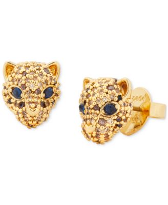 kate spade new york - Gold-Tone Winter Carnival Pav&eacute; Leopard Stud Earrings