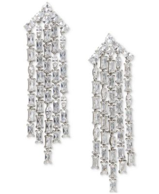 kate spade new york - Silver-Tone Crystal Fringe Statement Earrings