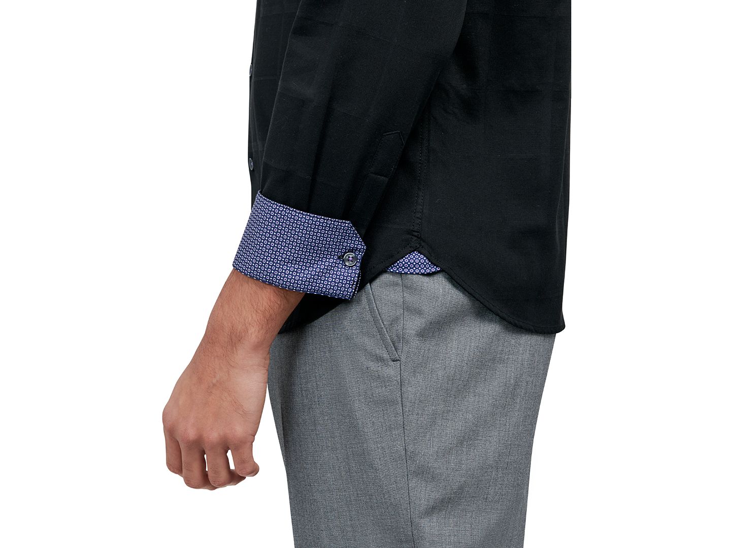 Мужская рубашка MICHELSONS OF LONDON Regular-Fit Check Dress Shirt, цвет: Чёрный — фото 3