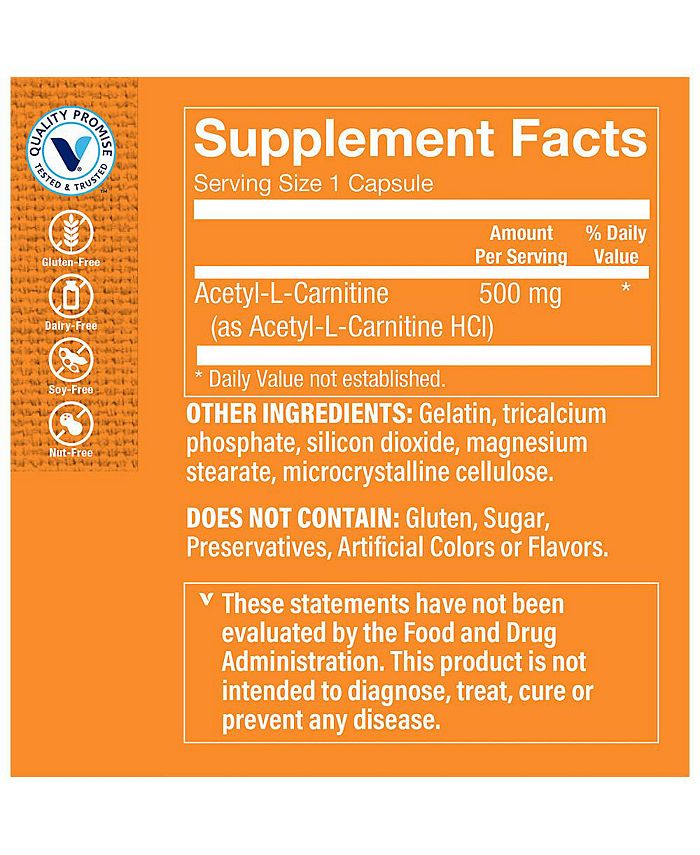 The Vitamin Shoppe AcetylLCarnitine Supports Energy Production