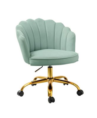 Woman Modern Cute Shell Back Upholstered Desk Chair for Vanity, Living Room